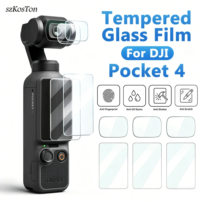 Displayschutzfolie aus gehärtetem Glas für DJI Pocket 4/3, ultraklarer, kratzfester Objektivfilm, Gimbal-Kamera-Objektivschutz, Zubehör