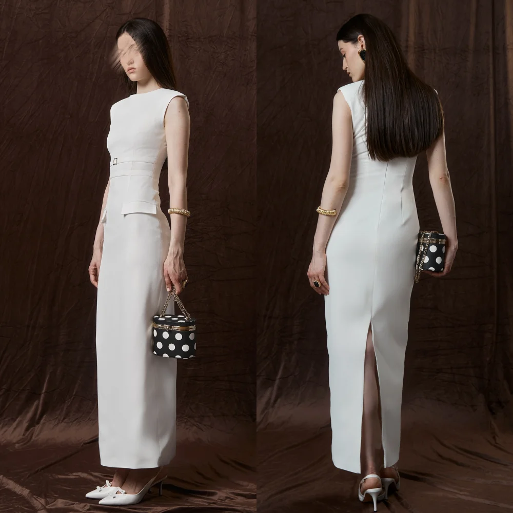 

Customized Jersey Sequined O-Neck Straight Midi Dresses Bespoke Occasion Simple Elegant High Quality Homecoming Party Gown
