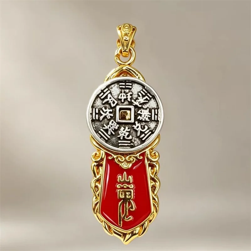 Ethnic Style Eight Diagrams Mountain Ghost Coin Necklace Male Choker Accessories Vintage Taoist Artifact Sword Pendant Men Gift