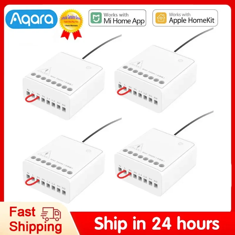 Módulo de Control bidireccional Aqara Original, controlador de interruptor de relé inalámbrico para hogar inteligente, 2 canales, funciona para Mi Home y Apple Homekit