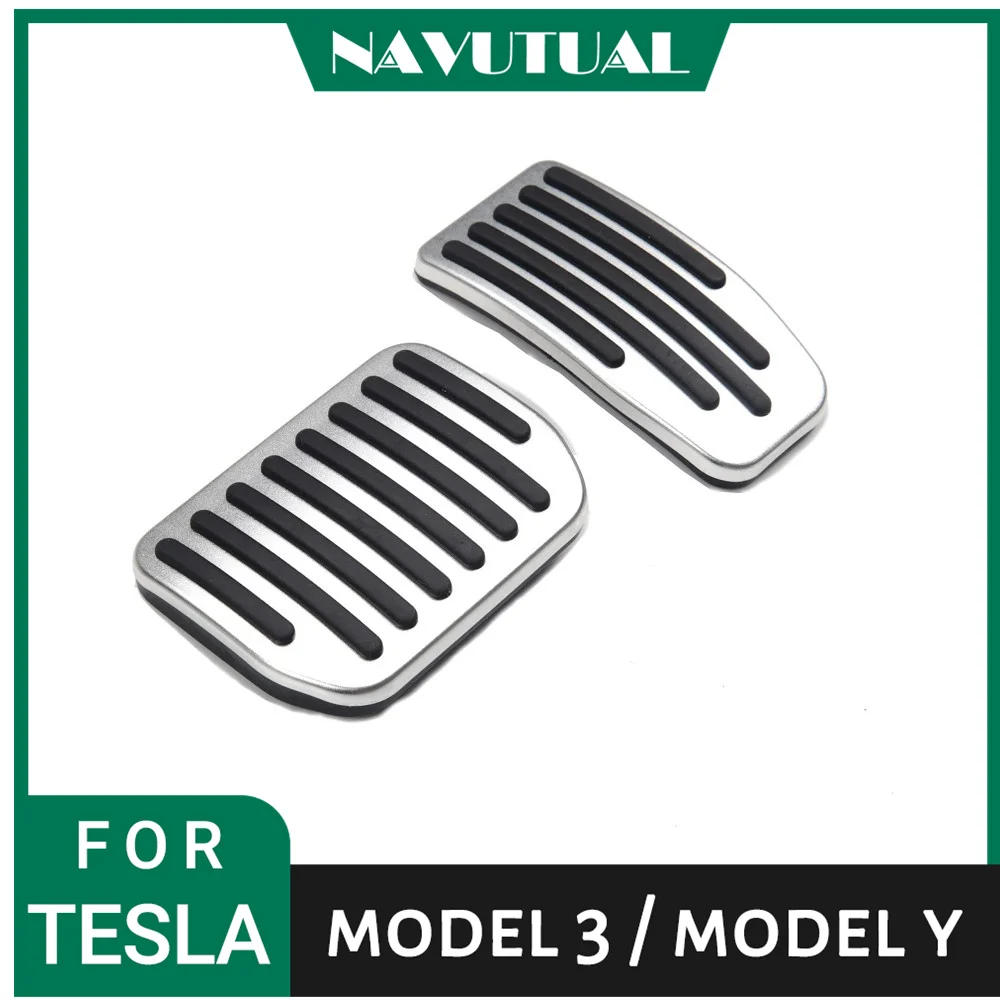 

Foot Pedal Pad Car Pedal Cover For Tesla Model 3 Y 2016-2023 Nonslip Pedal Car Part with Grooved Rubber, Stainless Steel Brake