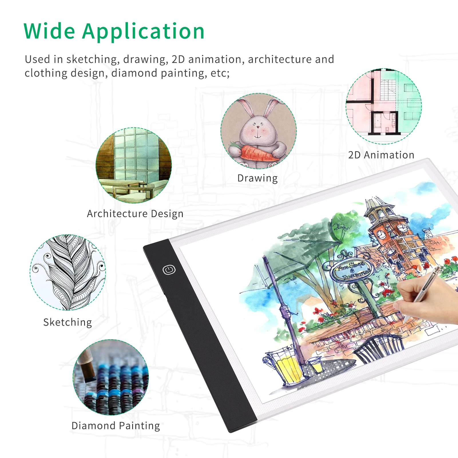 A2 Kotak Lampu LED Ultra-tipis dengan Kecerahan yang Dapat Diredupkan, Meja Gambar Bertenaga USB untuk Seniman yang Merancang Tato, Menggambar, dan Streaming