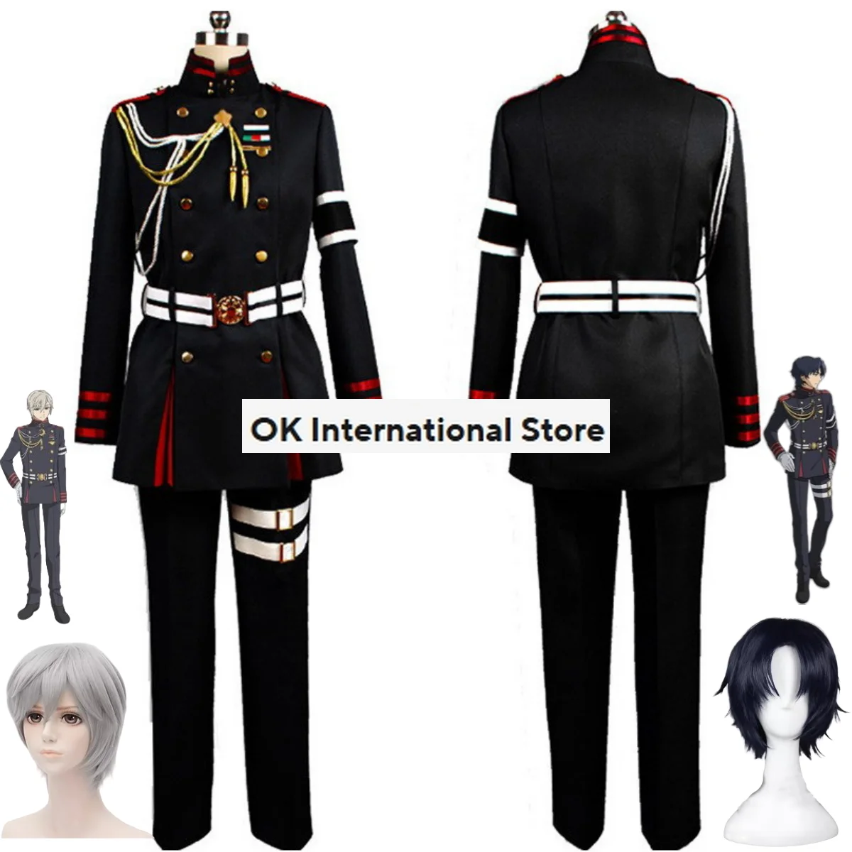 Anime Seraph of The End Guren Ichinose Hiiragi Shinya Cosplay Costume Wig Military Uniform Chest Accessories Man Carnival Suit