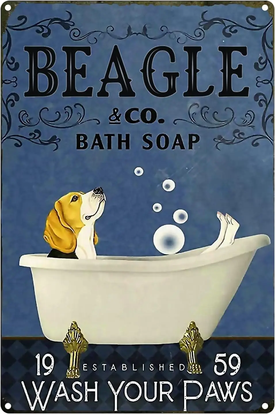 Dog Metal Poster Beagle Co. Bath Soap Wash Your Paws Metal Tin Signs Cafe Living Room Bathroom Toilet Home Art Wall Decor 8 sign