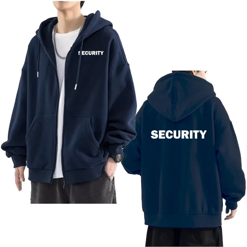 2024 Men's hoodie New security Printing Solid Color Zipper hoodie Long Sleeve Casual Hip hop street Harajuku Sweatshirt cardigan