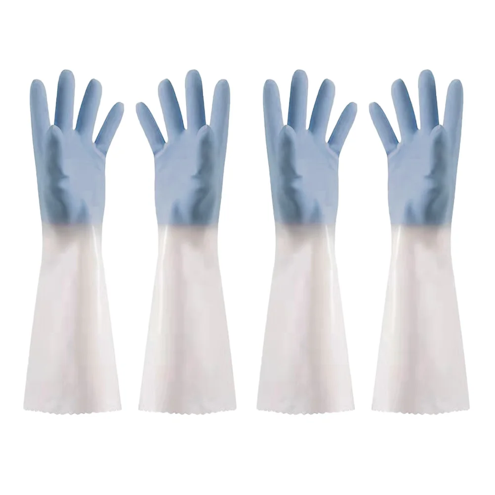 

2 Pairs Thickened Flocked Lightweight Comfort Protective Barrier Flannelette Design Winter Kitchen Dishwashing Practical Clean