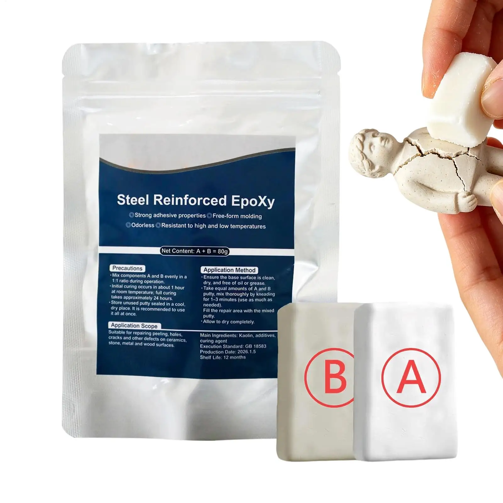 Epoxy Clay Quick Dry Long-Lasting Multi-Purpose Ceramic Clay Multipurpose Putty for Home Workshop Job Site Ceramic Glass Pottery
