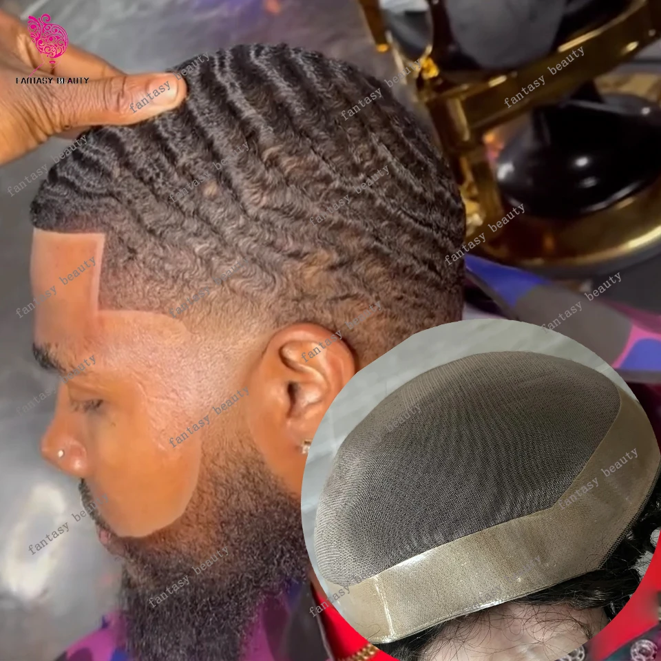 8 مللي متر 10 مللي متر 12 مللي متر عميق مجعد شقراء أسود الرجال الباروكات 100% شعر الإنسان غير مرئية الجلد Pu و أحادية الدانتيل الذكور الشعر المستعار استبدال الاصطناعية #1