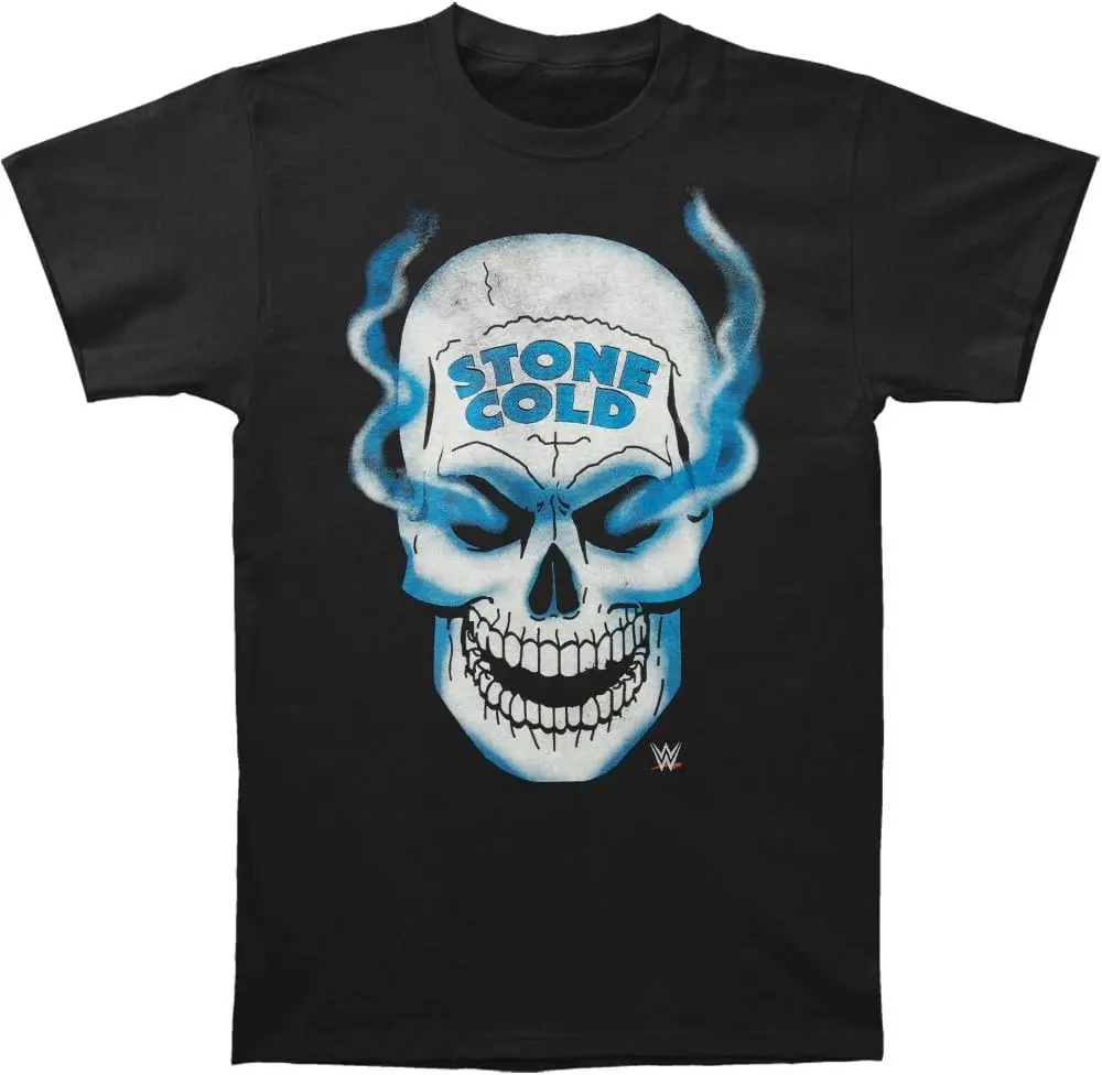 WWE Men\'s Stone Cold Steve Austin Skull 3 16 Inch Front&Back T-Shirt