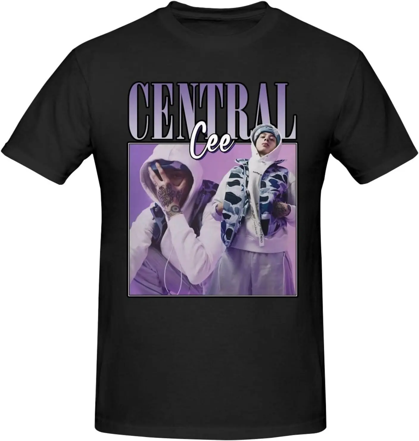 Central Music CEE Shirt for Man Fashion Soft Breathable Cotton Short Sleeve T-Shirts Classics Casual Crew Neck Tees Black