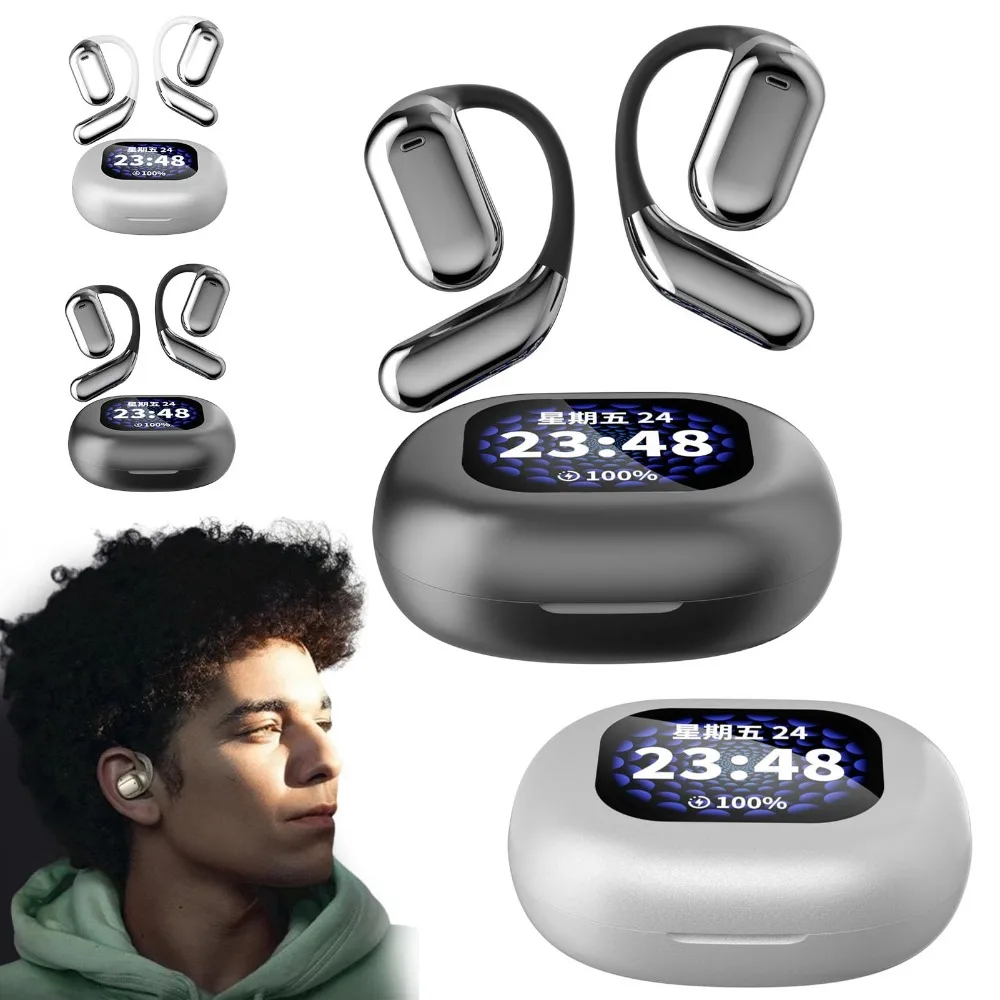 Full-Color Wireless Bluetooth Headset LCD Ultra-Long Standby Earbuds Long Battery Life Touch Screen Noise Reduction Headset