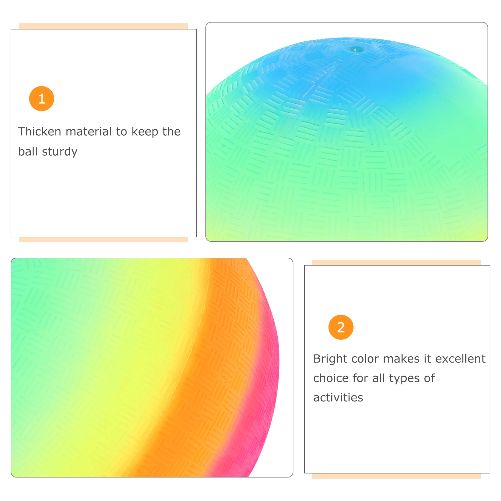 

6pcs 22Cm Thickened Eco-Friendly Rainbow Balls Pvc Play Ball For Kids Catching Throwing Skill Outdoor Indoor Games Beach Pool