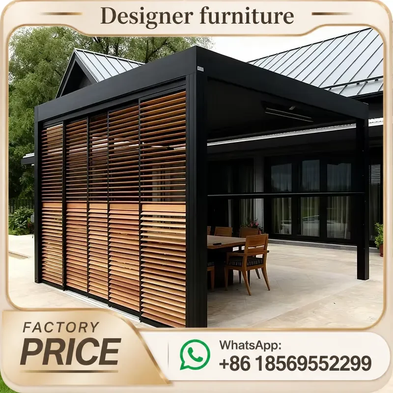 Motorized Aluminum Pergola Powder Coated For Outdoor Garden Balcony Sunroom Modern Waterproof Shade Canopy