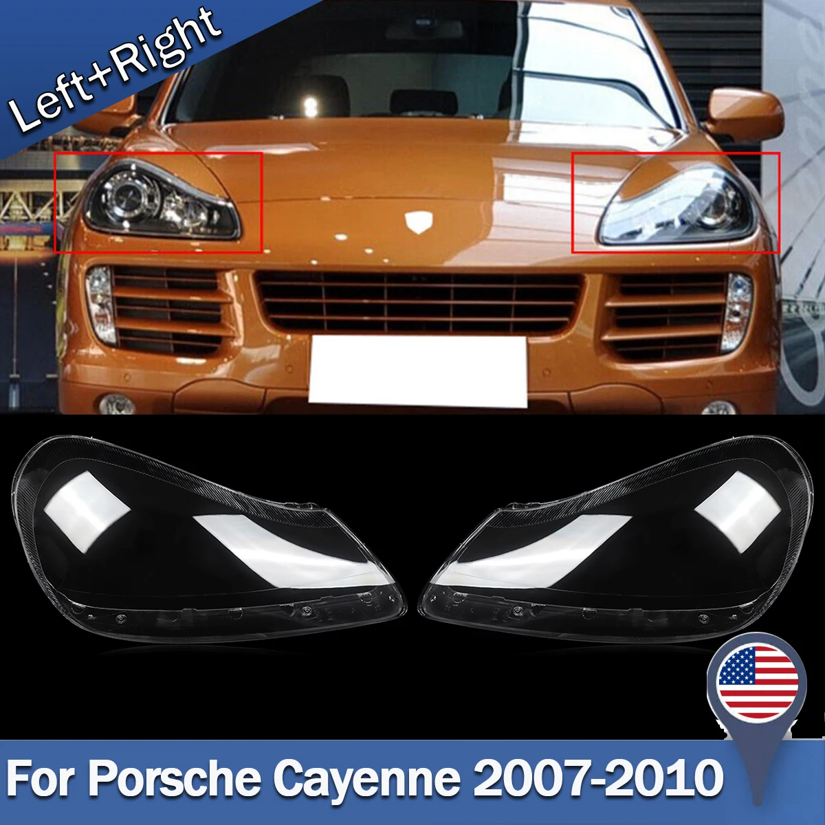 SAIQINGSP Fit For Porsche Cayenne 957 2007 2008 2009 2010 Clear Headlight Lens Covers Car Accessories Tools