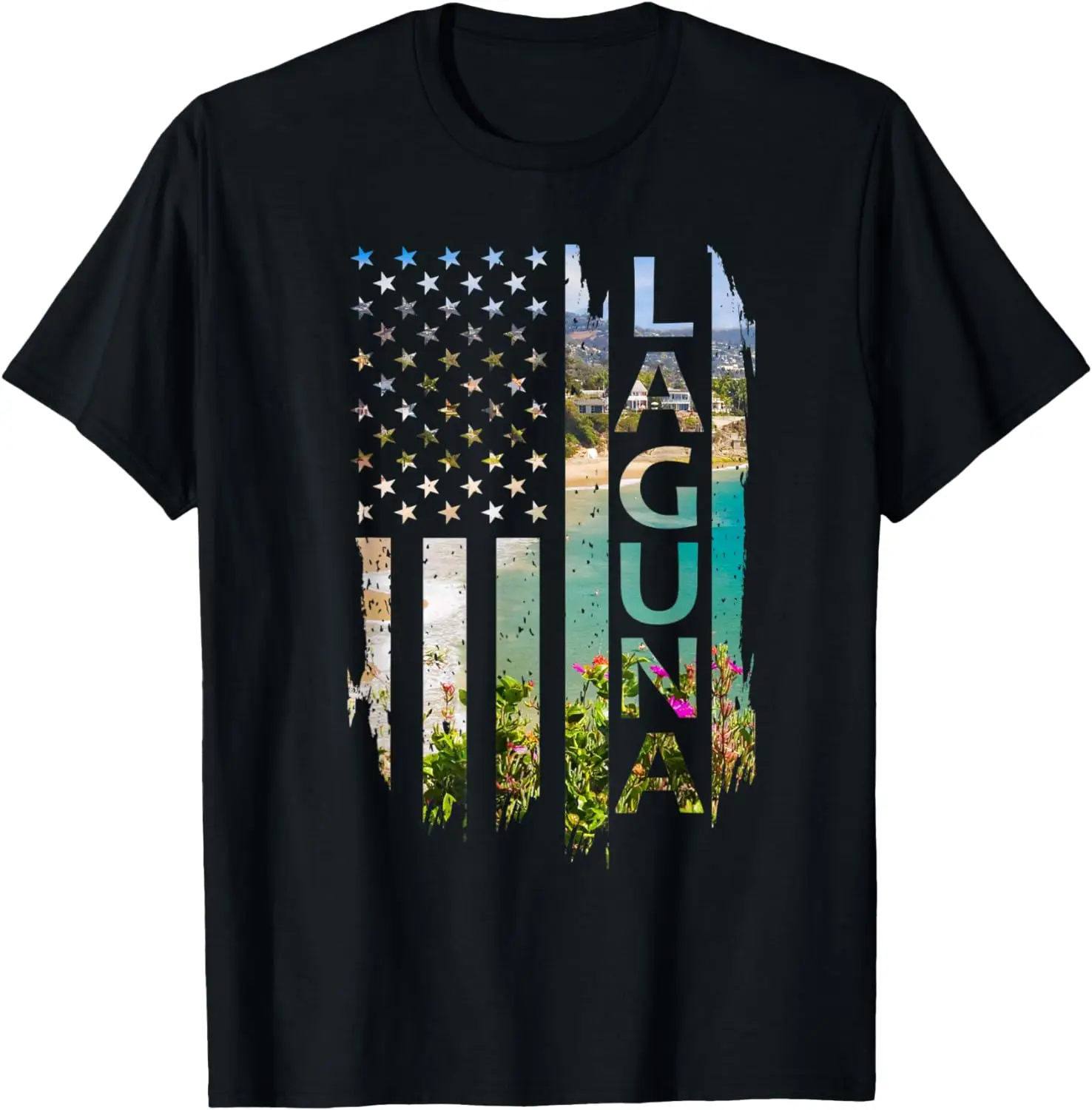 

Laguna California Summer Sunset American Flag Patriotic T-Shirt
