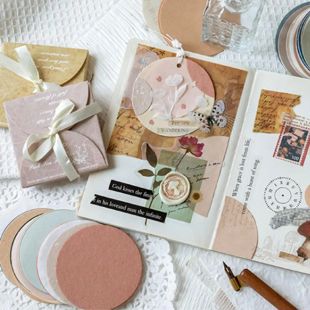 멀티 텍스처 특수 종이 라운드 소재 종이 저널 문구, 빈티지 장식 DIY 수제 공예 종이