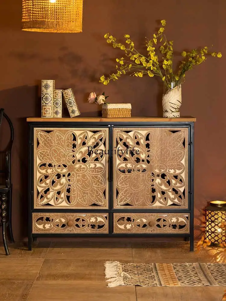 GG8American Country Wrought Iron Xuan Dining Side Famous Storage Cabinet Art Side Cabinet