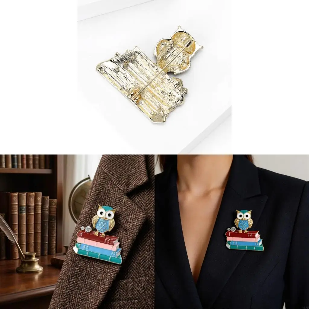 91AF Dateless Vintage Owl Jewelry Piece Measuring 4.2Cm Brooch Pin For Daily Wear