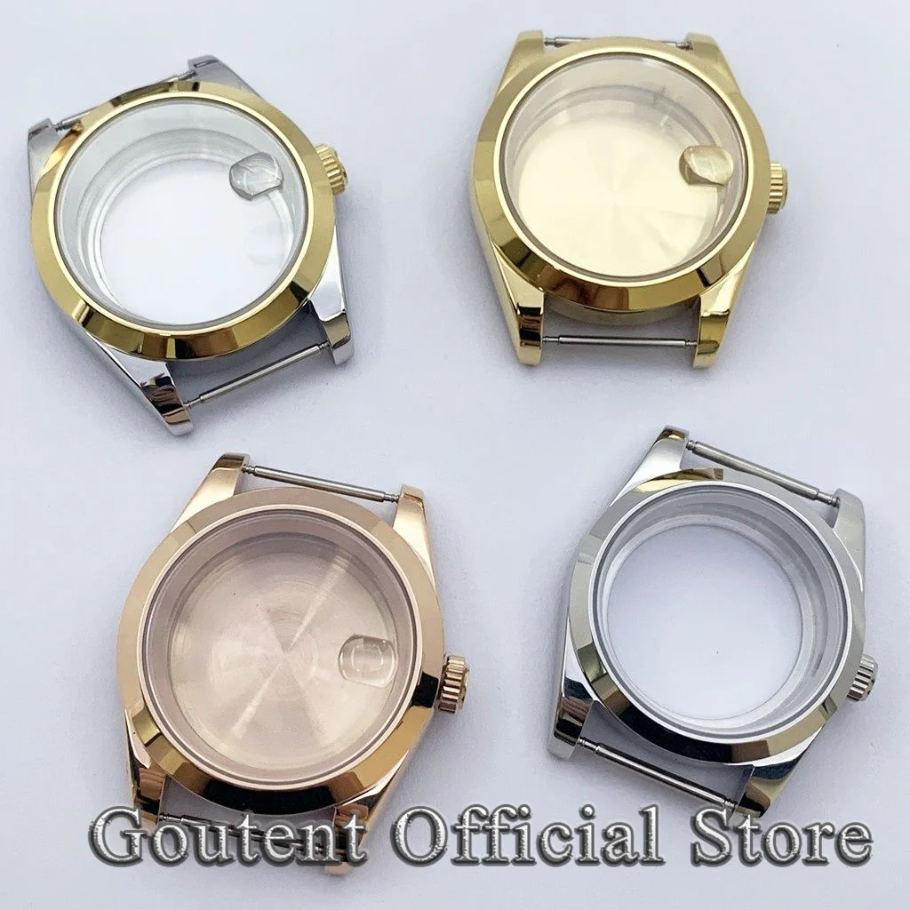 Goutent 36mm 39mm Silver Gold Sapphire Crystal Watch Case Fit NH35 NH36 ETA2836 2824 PT5000 DG2813 3804 Miyota8215 821A Movement