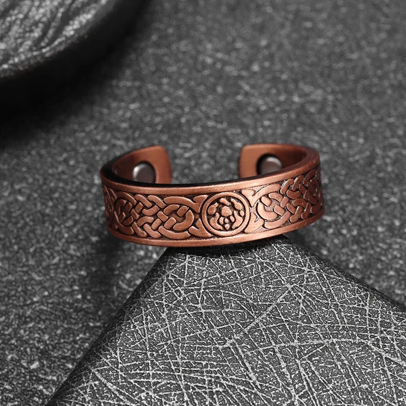 Celtic Bear Claw Copper Ring Magnetic Energy Treatment Joint Pain Ring for Women Men Retro Fashion Healthy Weight Loss Jewelry