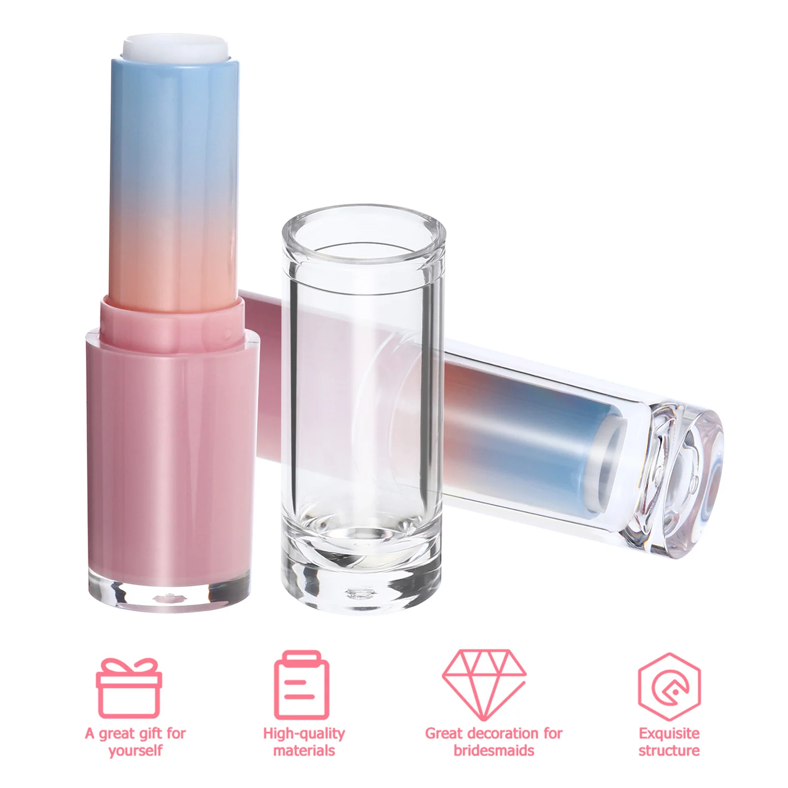 

5 Pcs Lipstick Tube Portable Containers Refillable Tubes DIY for Beginners Gradient Plastic