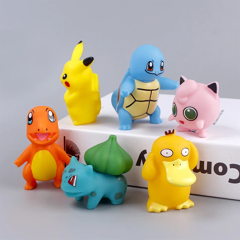 NIEUWE 6 stks/set Pokemon Cake Topper Anime Figuur Pikachu Party Gelukkige Verjaardag Pokemon Taart Decoratie Benodigdheden Ornamenten Jongen Kids
