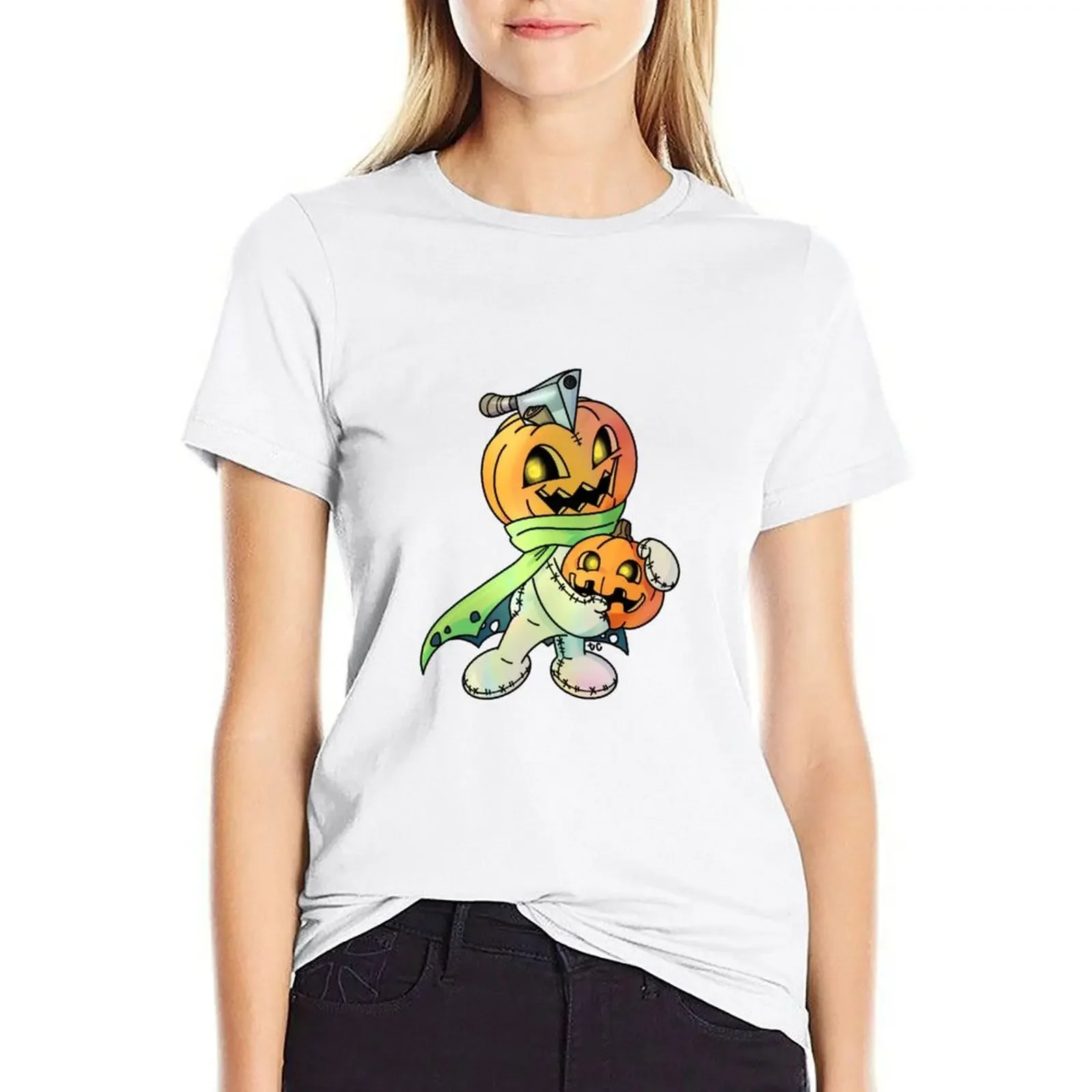 Pumpkinmon Digimon T-shirt shirts graphic tees Aesthetic clothing tops white t-shirts for Women