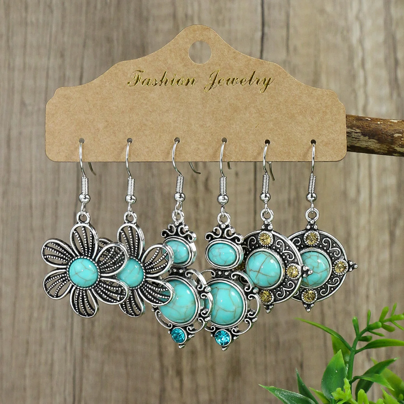 6pcs Retro Bohemian Style Women\'s Flower Tassel Geometric Women\'s Earring Sets, Suitable For Vacation Accessories