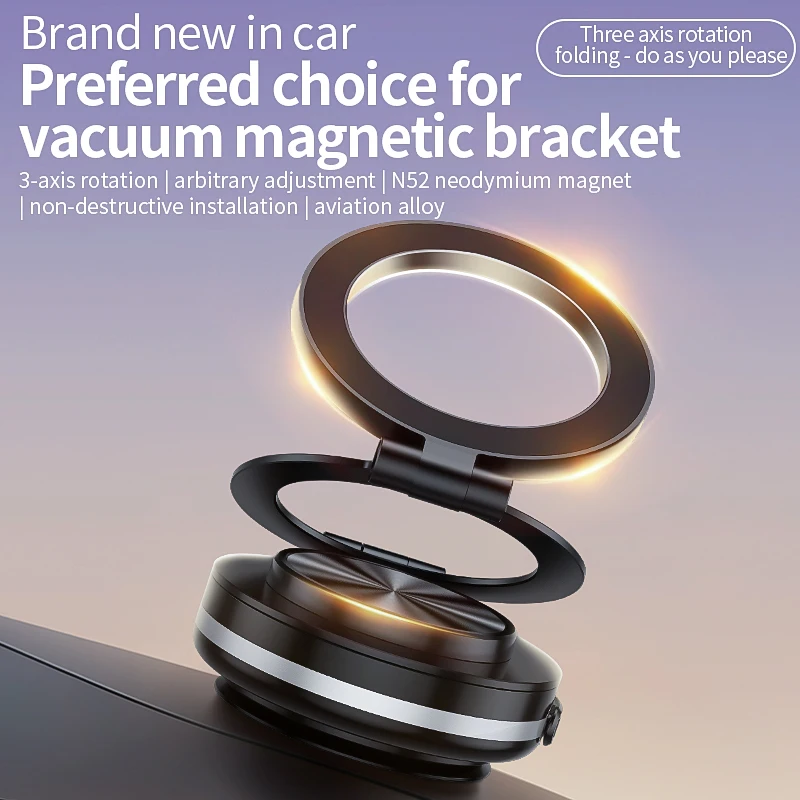 Multifunctionele vacuüm magnetische auto-zuignaphouder opvouwbaar 1080 ° Rotatie-adsorptie Ultrasone beugel voor iPhone Xiaomi