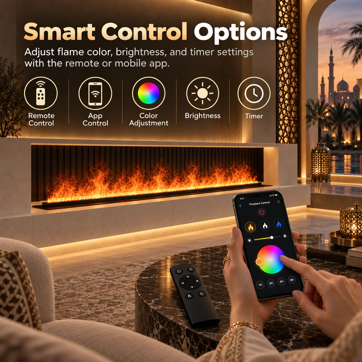 80cm Nordic Wall Mounted 3D Water Vapor Fireplace White Minimalist Mist Flame Electric Fireplace for Living Room Home Decor