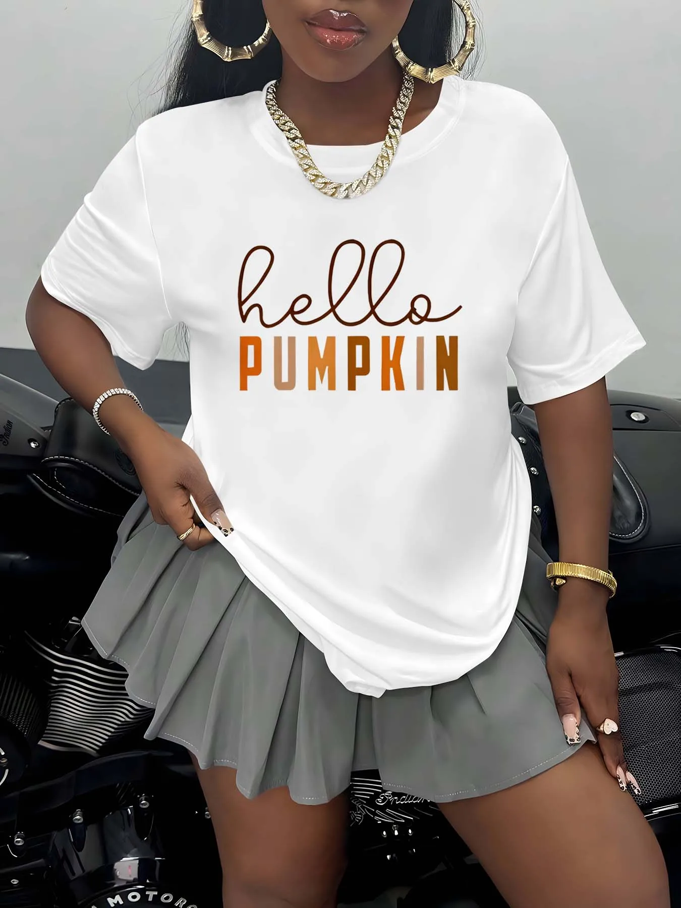 

Plus Size Hello Pumpkin Themed Fashion Collection Autumn Inspired Outfits Blending Whimsical Typography Charm