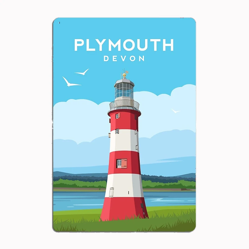 

Plymouth - Smeaton's Tower Lighthouse in DevonPoster Metal Sign Club Indoor Room Decor Custom Tin Home Wall Decor