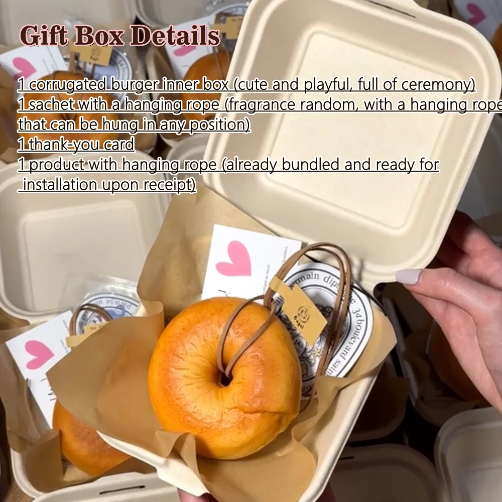 Exquisite Gift Box Doughnut Model Dough Cute Girl Bagel Baked Home Handmade Toy DIY Pendant Car Decoration Bag Hanging Sweet Fun