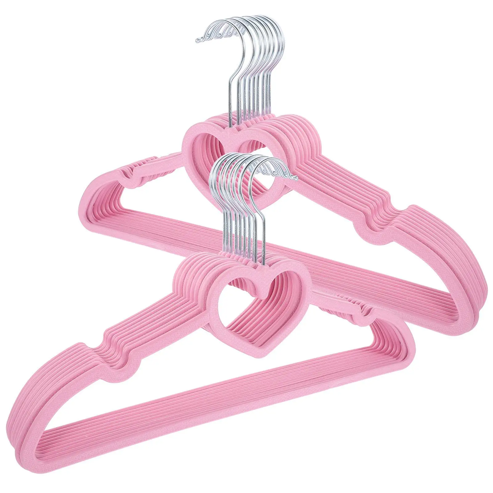 

20 PCS Love Clothes Drying Rack Girl Baby Pink Heart Hangers Plastic Organizer Clothing Cute Travel Coat
