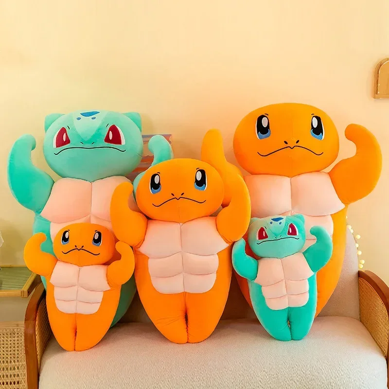 

Anime Charmander Plush Doll Toys Cartoon Bulbasaur Muscle Edition Fitness Plush Toy Pokémon Soft Pillow Dolls Girls Gift Toys