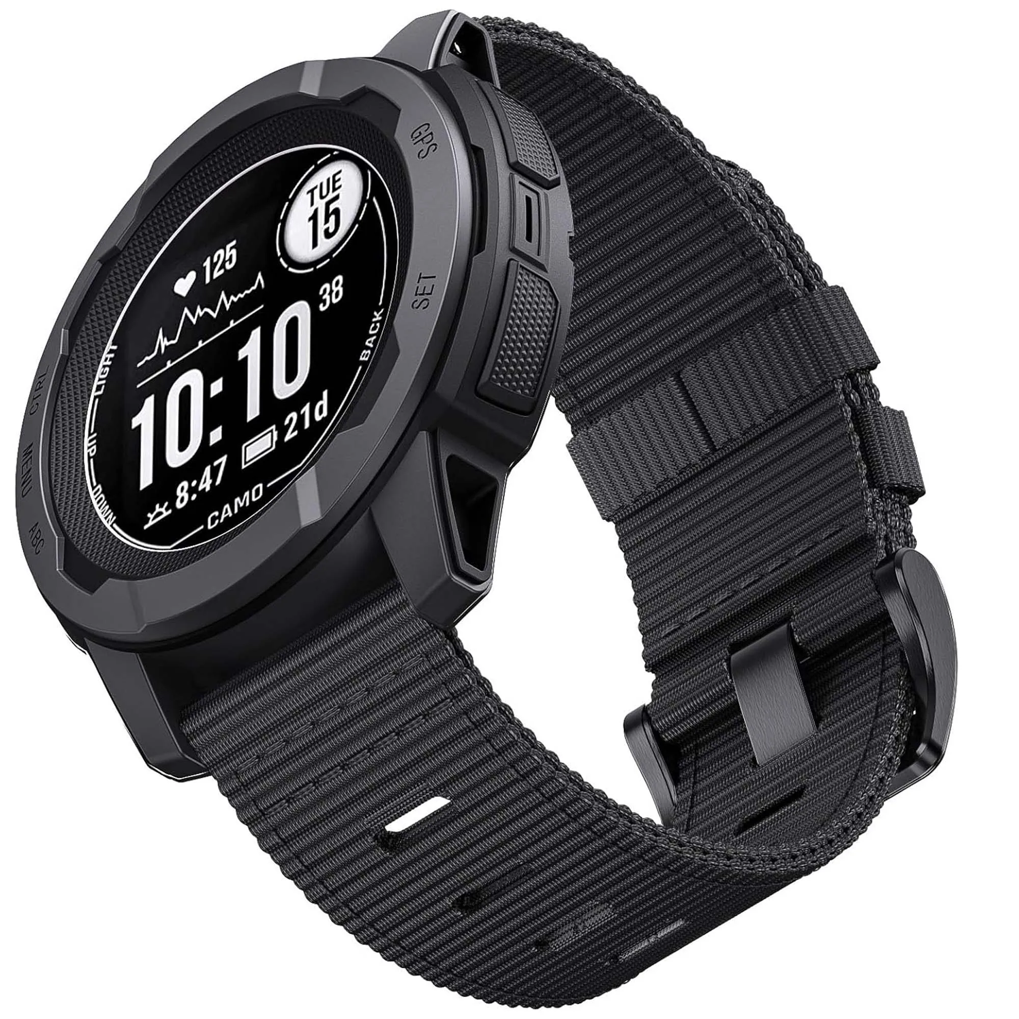 【セール中】Garmin Instinct 2/2X/3 ウォッチバンド用の頑丈なナイロン製 45/50mm 耐久性のある通気性のあるリストバンド、Instinct Solar/Esports タクティカルバンド用