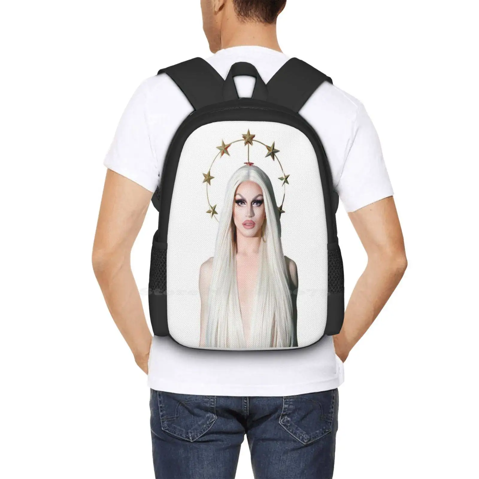アクアリアステッカー新着ユニセックスバッグ学生バッグバックパックアクアリアエンジェルクラウンスターフィナーレルックドラッグクイーンレースルポール