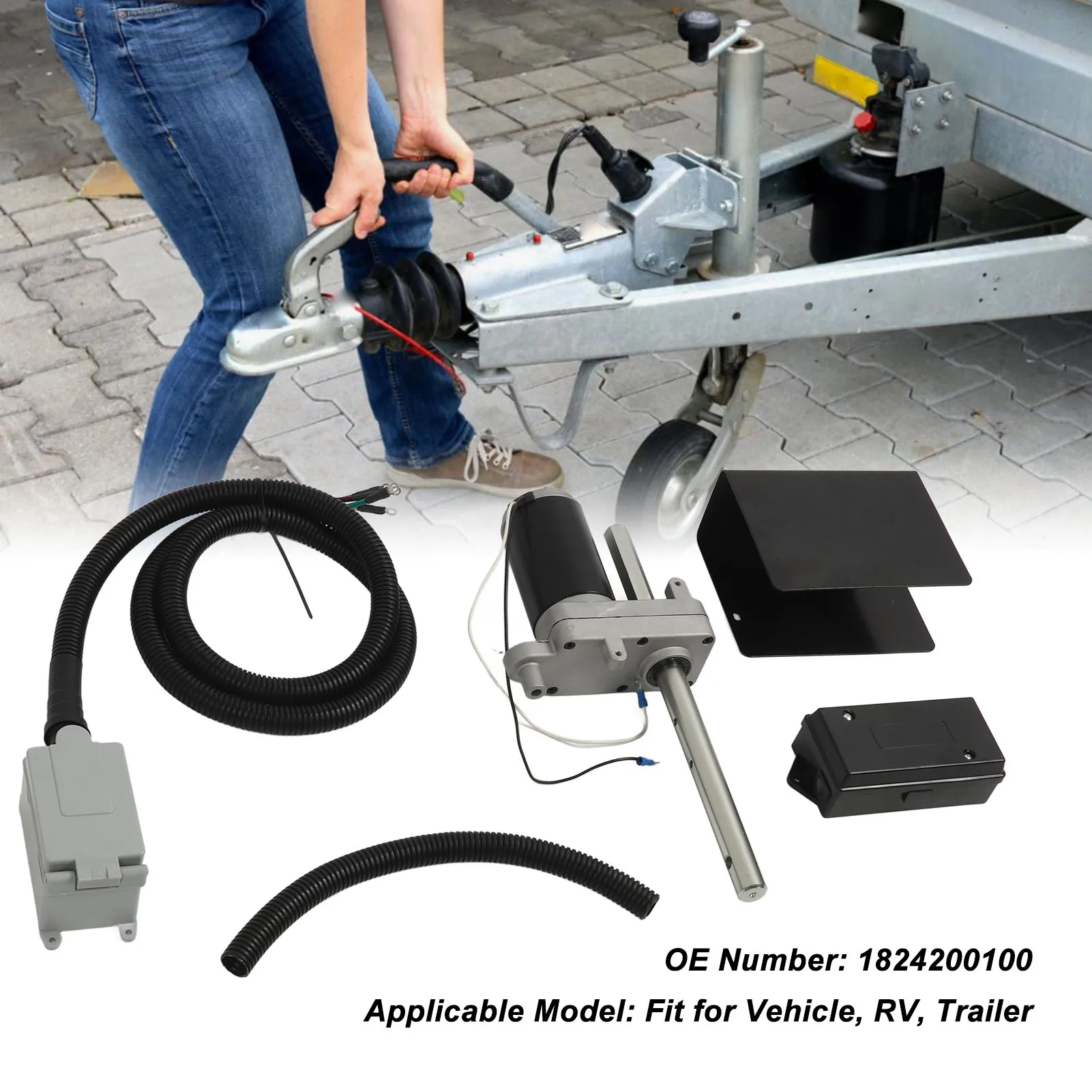 

Electric Powered Trailer Jack Kit 1824200100 12000lbs Trailer Jack Electric Motor Kit for Vehicle RV Trailer 12V 1824200100