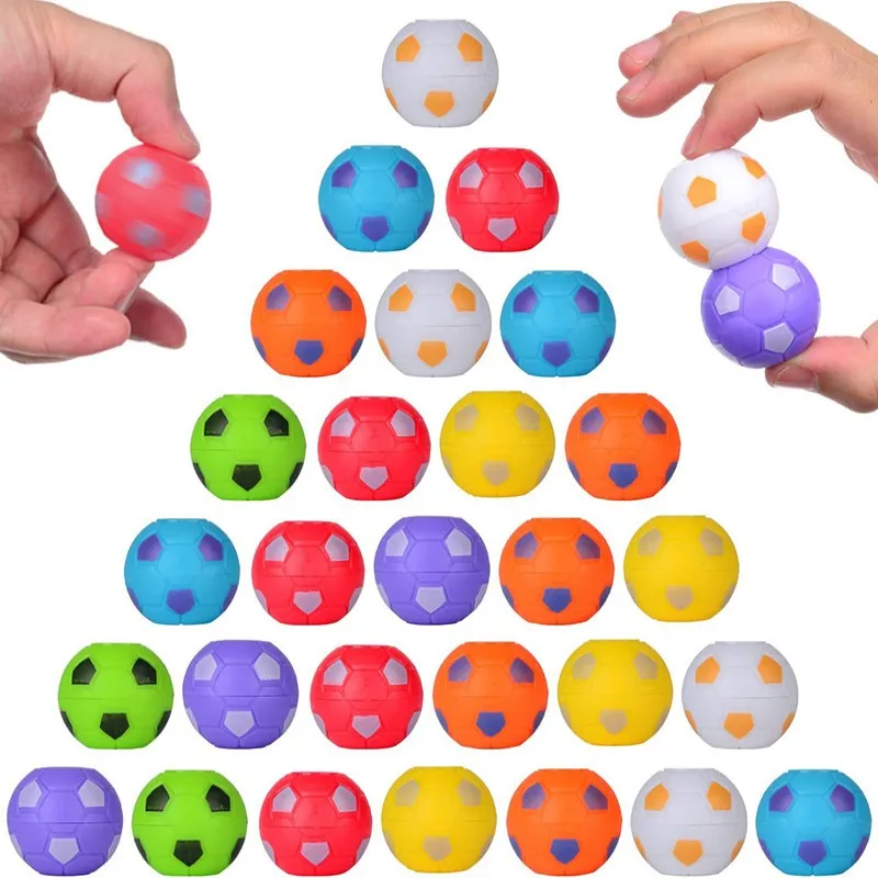 5Pcs Color Soccer Fingertip Gyro Decompression Toys Shower Party Favors Finger Game Toys Pinata Fillers Christmas Party Gift