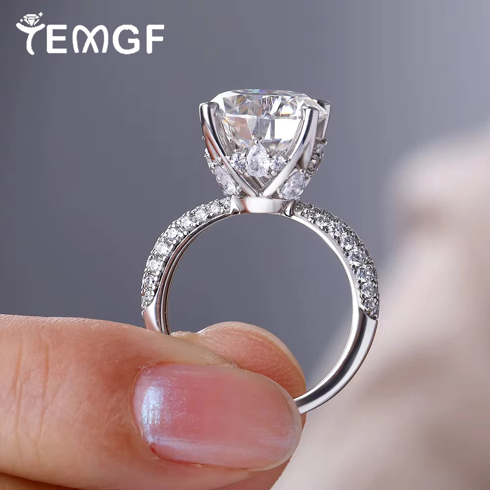 

TEMGF 11mm 5CT Moissanite Ring GRA Certified 925 Sterling Sliver Luxury Engagement Wedding Ring for Women Sparkling Fine Jewelry