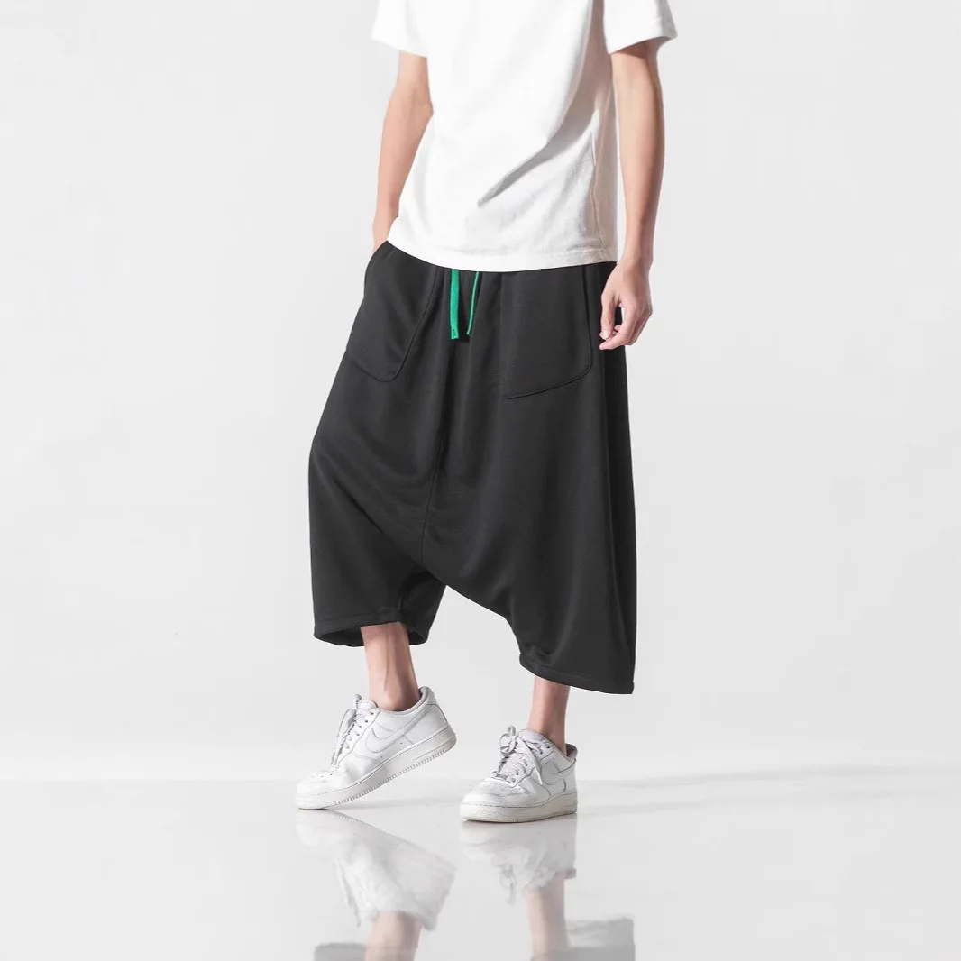 

Summer Loose Casual Seven-point Low Crotch Pants Straight Wide-leg Pants Men's