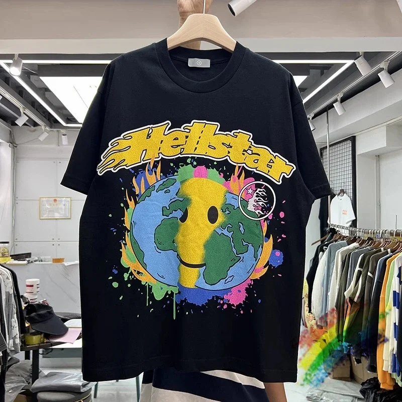 

23SS New Earth Letter Print T-Shirt Men Women Vintage T Shirt Tops Tee Jaqueta