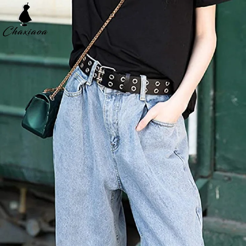 Double Row Needle Buckle Women's Belt, PU Leather Belt Street Rock Punk Y2K Style Belt, Men's Belt Paired with Jeans