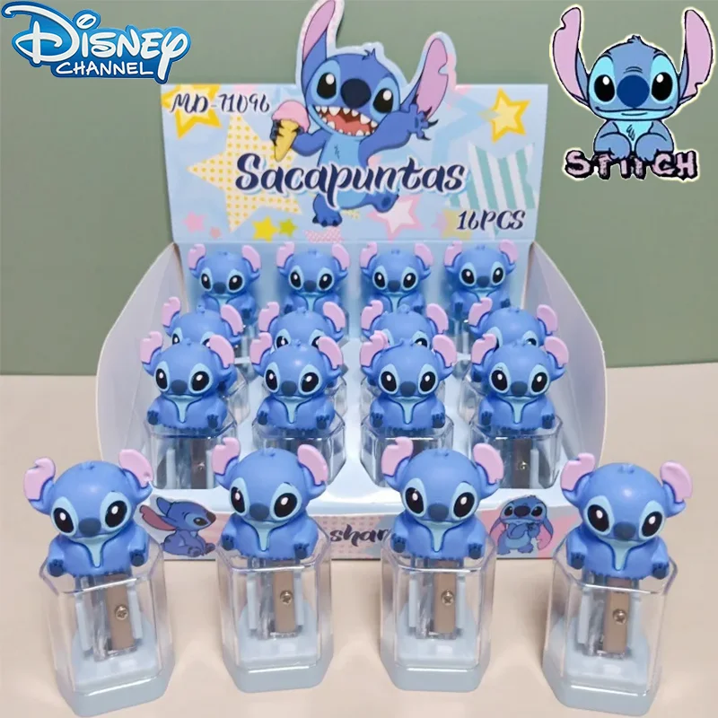 Disney-afilador de lápices 3D de Stitch, Mini herramienta portátil de dibujos animados, adornos, premios de papelería para estudiantes