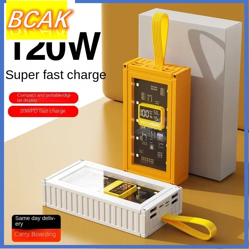 BCAK Brand discount store30000mAh 50000mAh120W Fast Charging Transparent Power Bank 200000mAh Large-capacity Mobile Power Supply