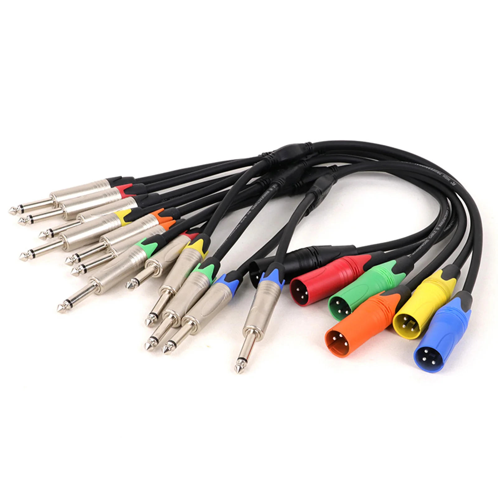 Multi-colored 3Pin XLR Male/Female to Dual 6.35 Mono Mic Patch Cable XLR to Double 6.5 Y Splitter to XLR Audio Adapter Cord