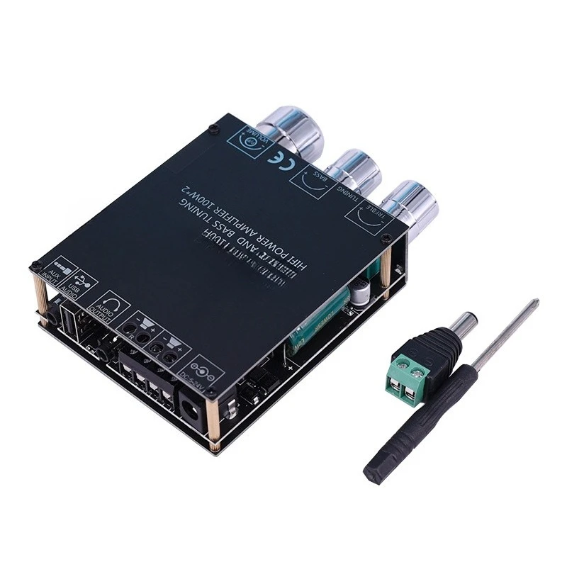 

Bluetooth digital power amplifier board tpa3116d2 MP3 player decoding board U disk aux input with sound card 12V