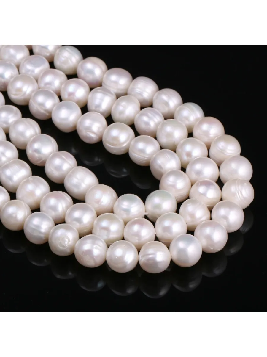 Natuurlijke Zoetwaterparels Gekweekte Parels Losse Kralen Rond 100% voor Sieraden Maken Ketting Armband 13 Inch Maat 11-12mm - afbeelding 2
