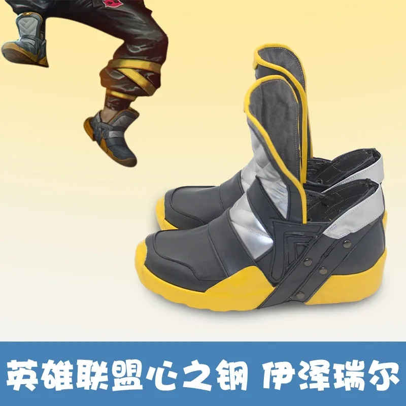 CyLOL HEARTSTEEL أحدث أحذية Ezreal التأثيرية أحذية صفراء لعبة لعب الأدوار ملابس حفلات الهالوين كرنفال دعامة عيد الميلاد للنساء M #3