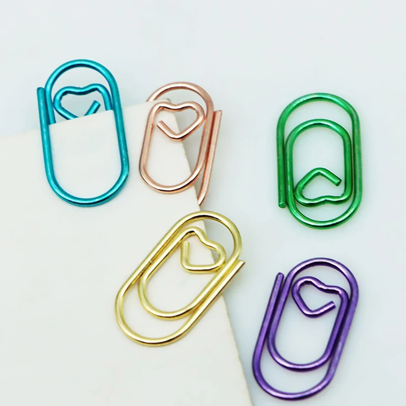 Mini Amor Coração Paper Clips, Macaron Cor, Foto, Bilhetes Titular, Pasta, Notebook, Planejador, Marcadores, Material de Escritório, 50pcs